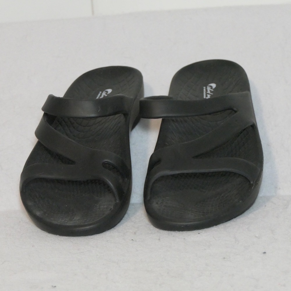 Island Surf by White Mountain Womens Sandals 9 Black Recovery Slides Waterproof